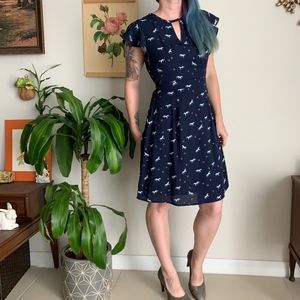 Maison Jules Horse Print Flutter Sleeve Dress